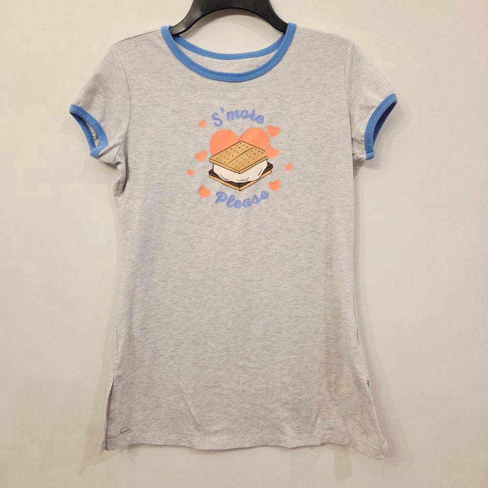 Girls American Girl Gray Blue S'more Please Short Sleeve Tee size 14/16